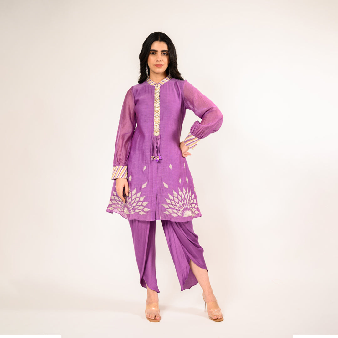 Iris Lilac Chanderi & Satin Coordset