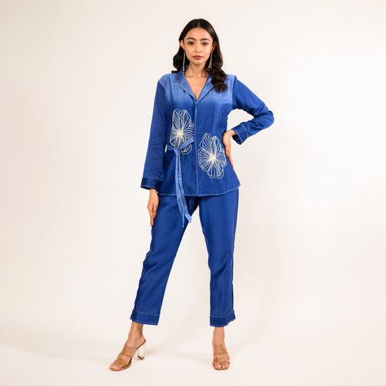 Celeste Ombre Blue Chanderi Coordset