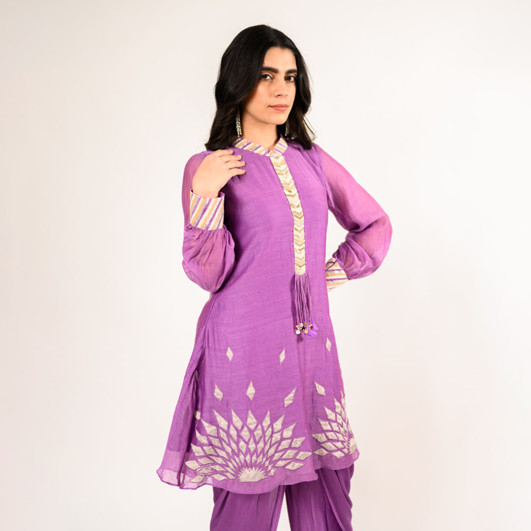 Iris Lilac Chanderi & Satin Coordset