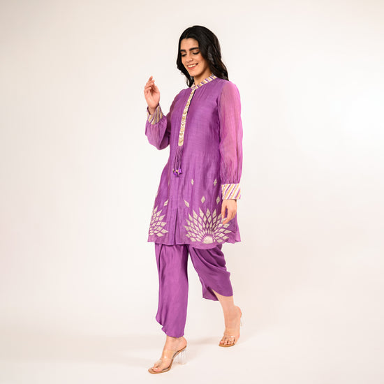 Iris Lilac Chanderi & Satin Coordset