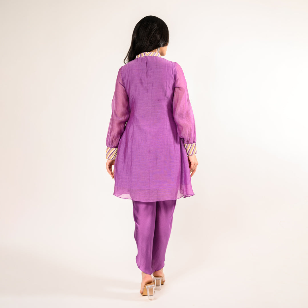 Iris Lilac Chanderi & Satin Coordset