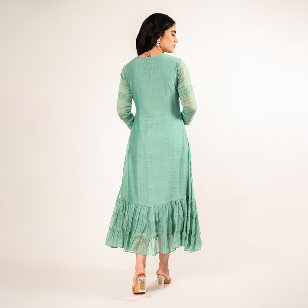 Mint Green Indo Chanderi Dress