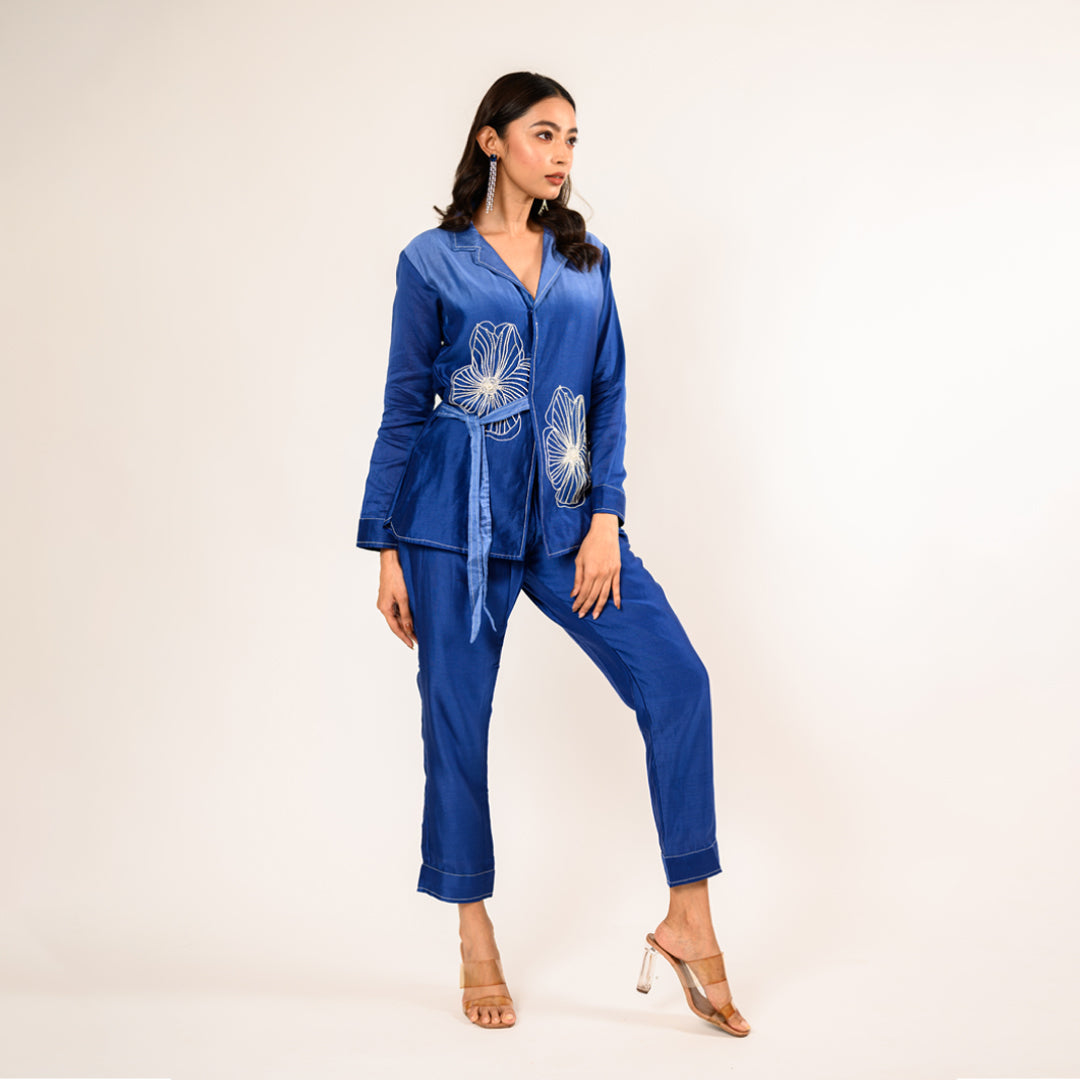 Celeste Ombre Blue Chanderi Coordset