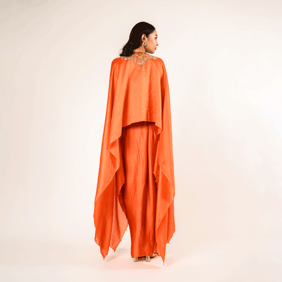 Terra Cotta Rust Beauty Chinia Silk Top and Satin Skirt