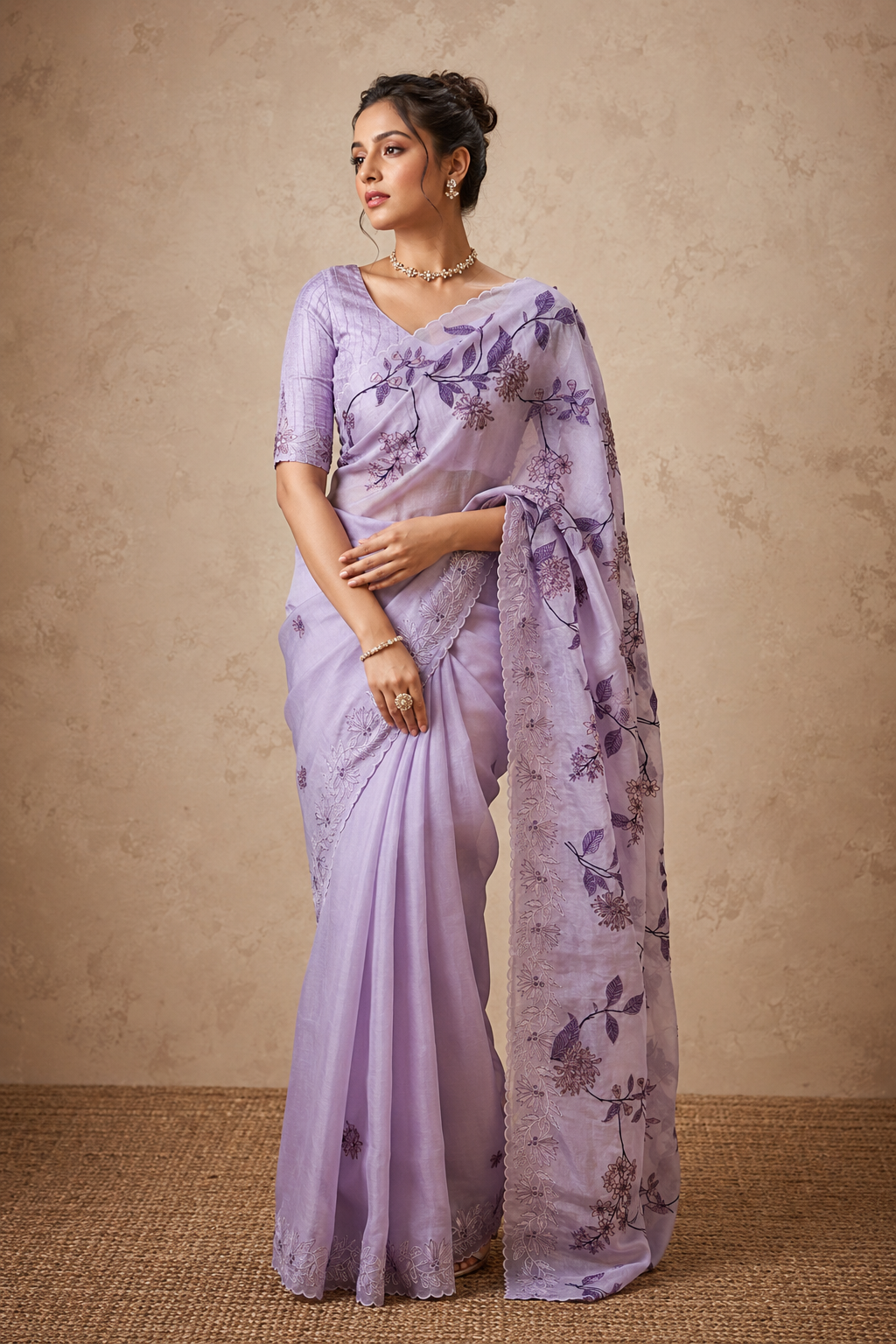Lavender Applique Saree