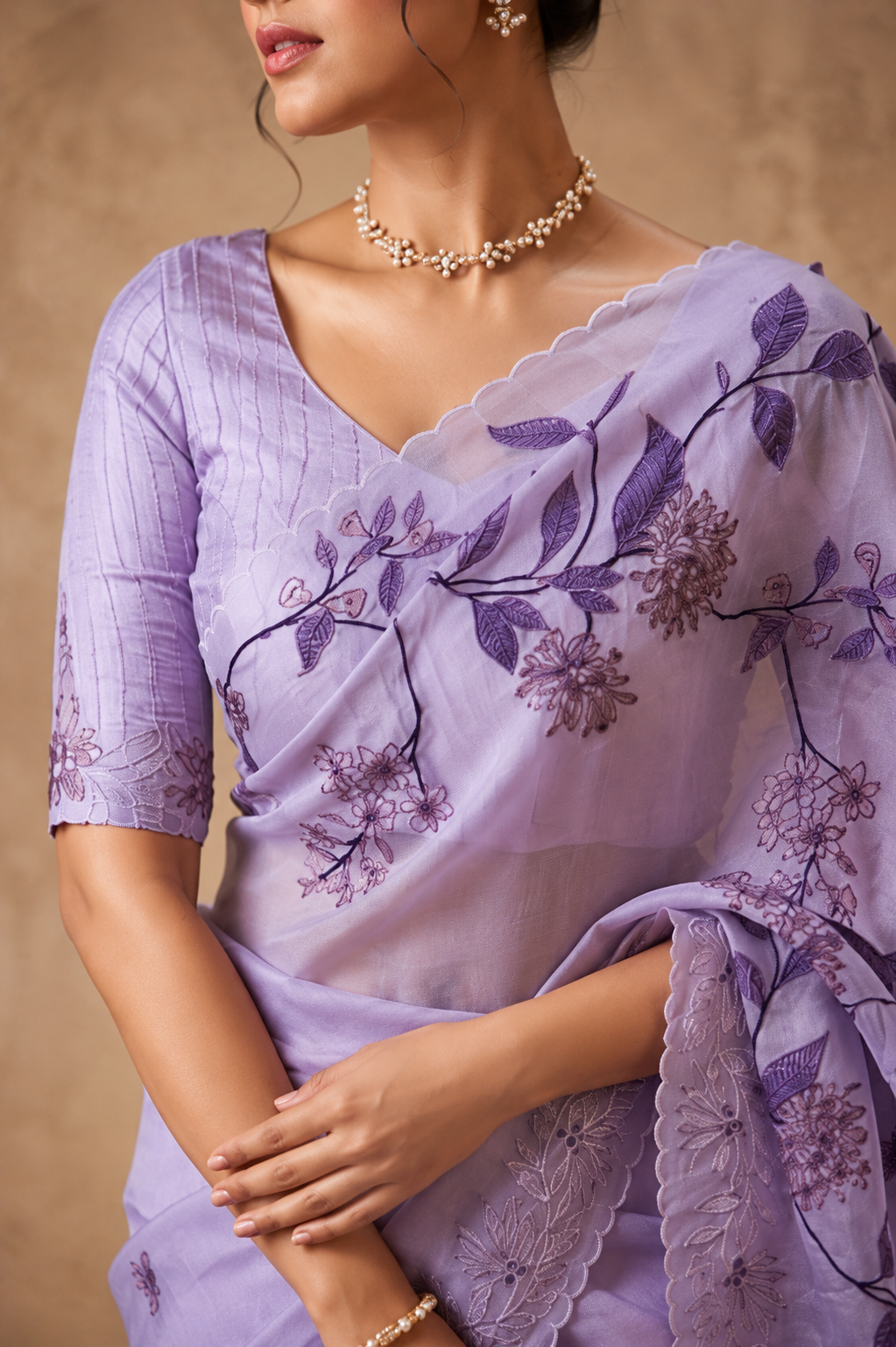 Lavender Applique Saree
