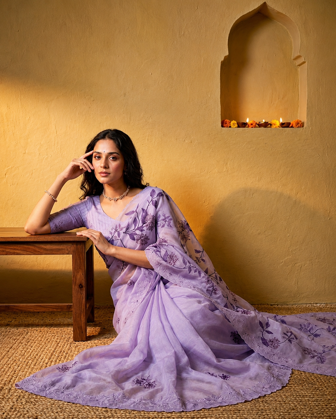 Lavender Applique Saree