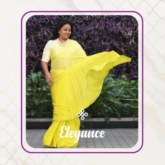 Ghazal Yellow Chiffon Saree with Sequin