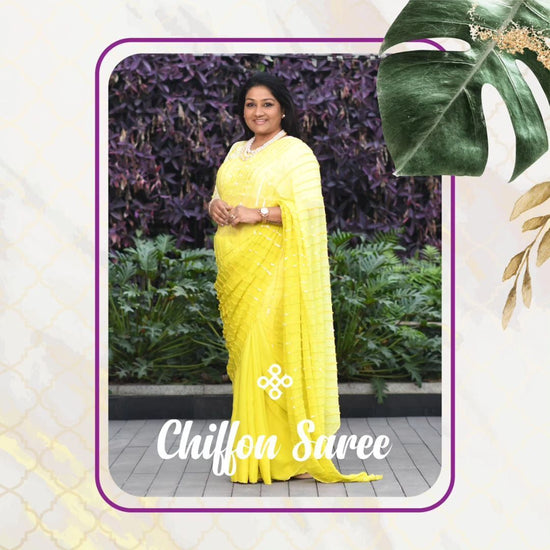 Ghazal Yellow Chiffon Saree with Sequin